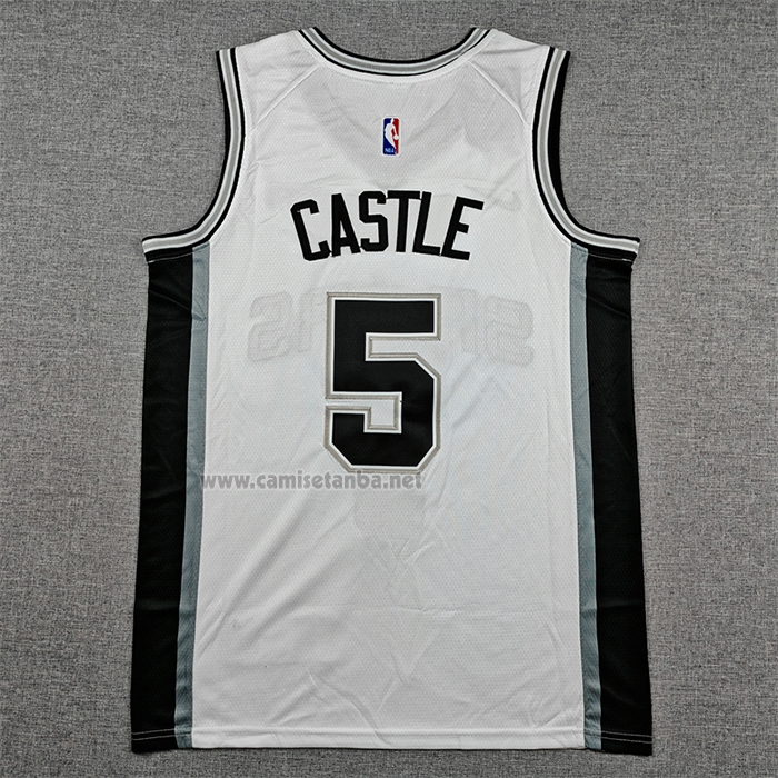 Camiseta San Antonio Spurs Stephon Castle NO 5 Association 2025-26 Blanco